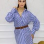 177404 TOPTAN ÇİZGİLİ GÖMLEK toptan bayan giyim