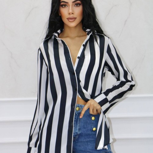 177419 TOPTAN ÇİZGİLİ GÖMLEK 177419 TOPTAN ÇİZGİLİ GÖMLEK toptan bayan giyim