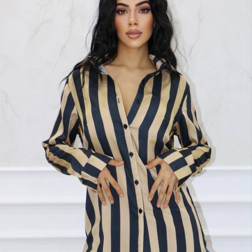 177421 TOPTAN ÇİZGİLİ GÖMLEK 177421 TOPTAN ÇİZGİLİ GÖMLEK toptan bayan giyim