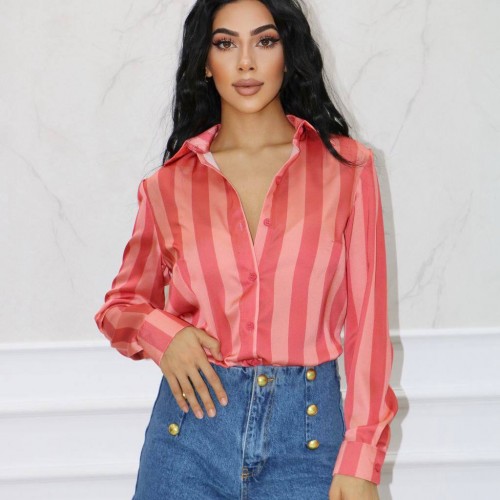 177423 TOPTAN ÇİZGİLİ GÖMLEK 177423 TOPTAN ÇİZGİLİ GÖMLEK toptan bayan giyim