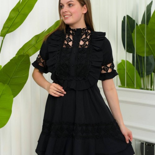 177430 TOPTAN SİYAH ELBİSE toptan bayan giyim