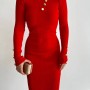 177678 TOPTAN KIRMIZI ELBİSE toptan bayan giyim