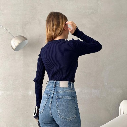 177712 TOPTAN LACİVERT KAZAK toptan bayan giyim