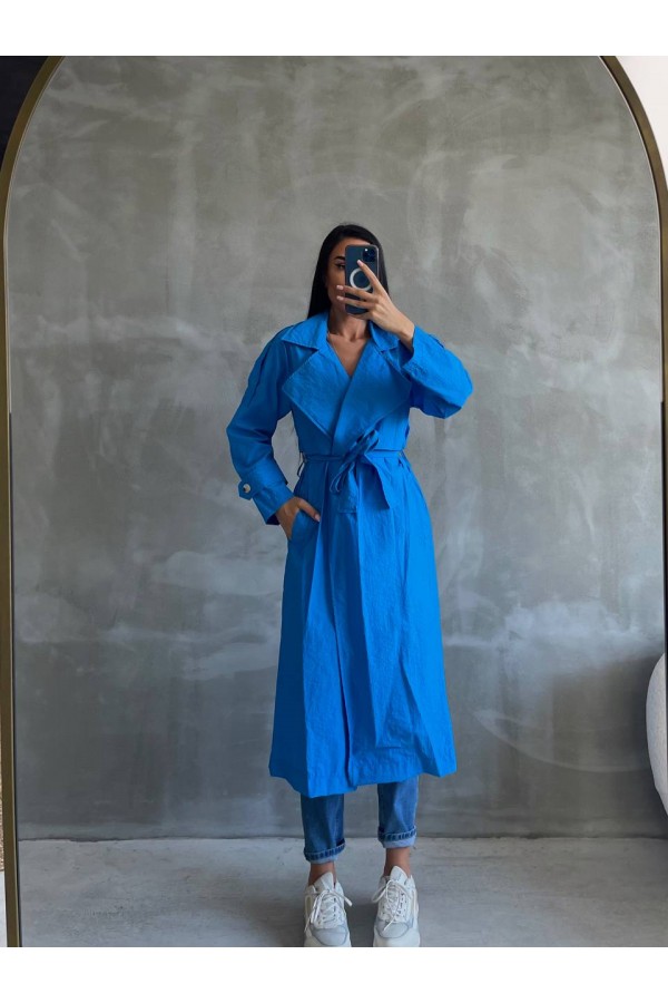 178302 blue TRENCH COAT