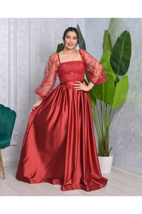 181022 burgundy Evening dress