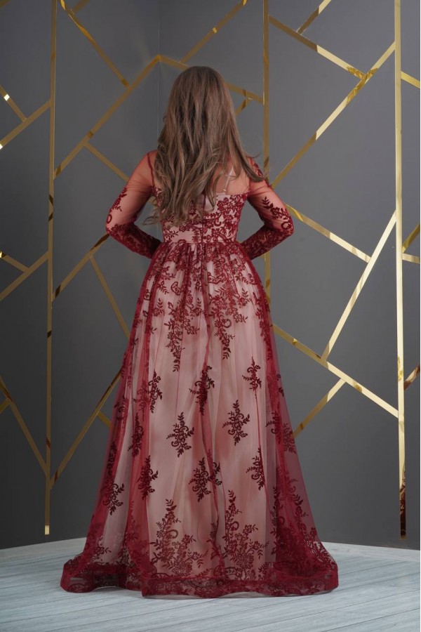 181026 burgundy Evening dress