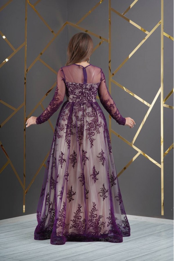 181028 фіолетовий Вечірня сукня