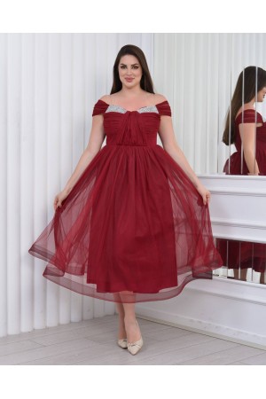 181034 burgundy Evening dress