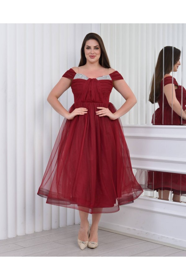 181034 burgundy Evening dress