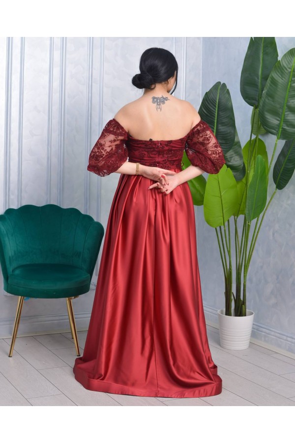 181038 бордовий Вечірня сукня