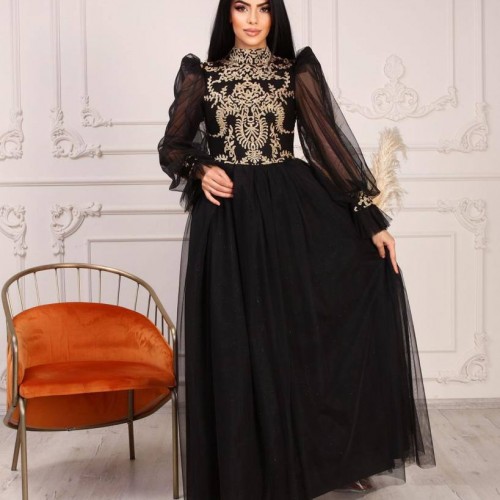 181040 TOPTAN SİYAH ABİYE toptan bayan giyim