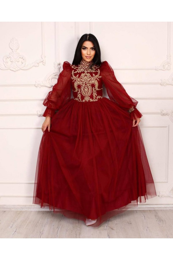 181041 burgundy Evening dress
