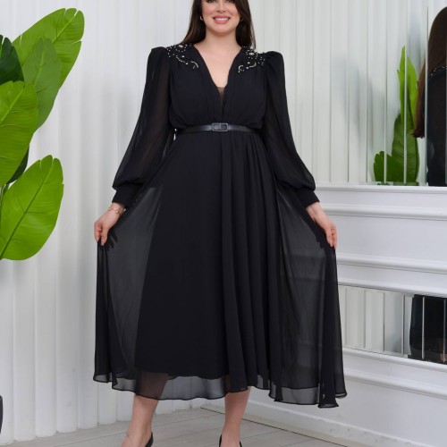 181051 TOPTAN SİYAH ABİYE toptan bayan giyim