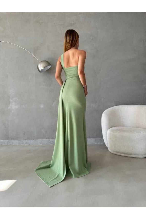 181120 водно-зелений Вечірня сукня