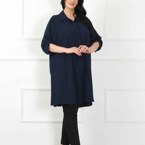 182221 TOPTAN LACİVERT TUNİK toptan bayan giyim