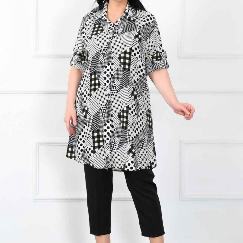 182293 TOPTAN DESENLİ TUNİK toptan bayan giyim