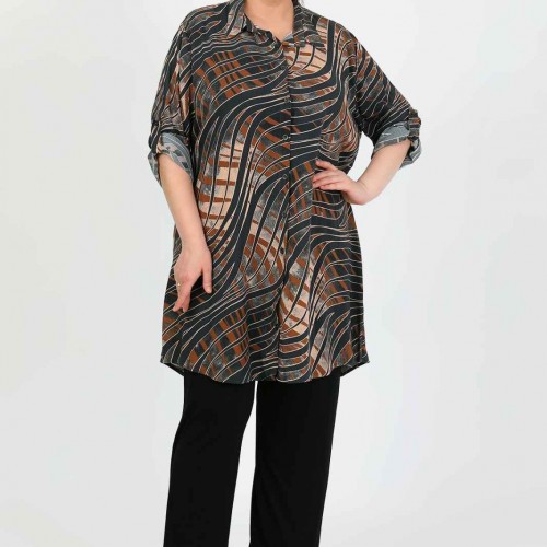 182323 patterned TUNIC toptan bayan giyim