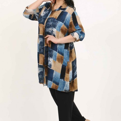182345 patterned TUNIC toptan bayan giyim