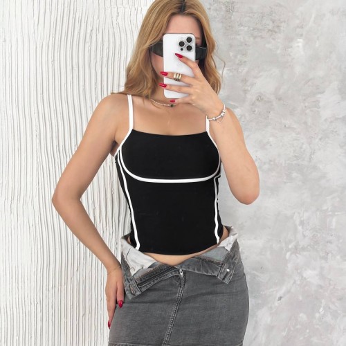 182442 TOPTAN SİYAH CROP toptan bayan giyim