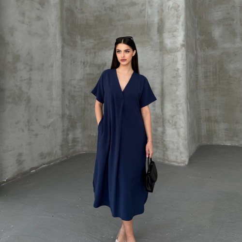 182454 TOPTAN LACİVERT ELBİSE toptan bayan giyim