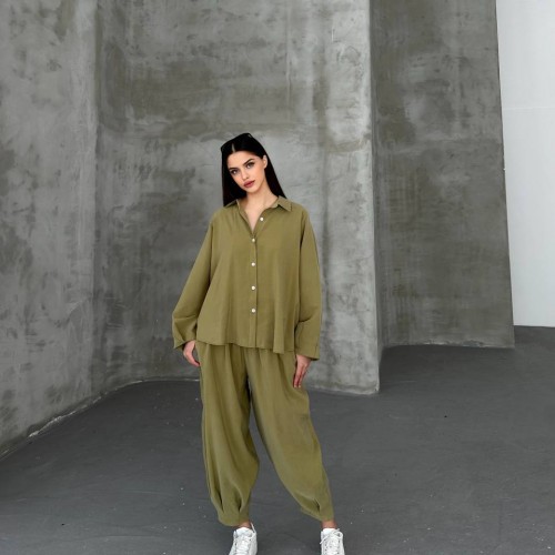 182462 TOPTAN HAKİ PANTOLON TAKIM toptan bayan giyim