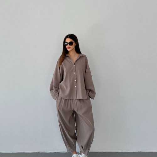 182464 TOPTAN VİZON PANTOLON TAKIM toptan bayan giyim