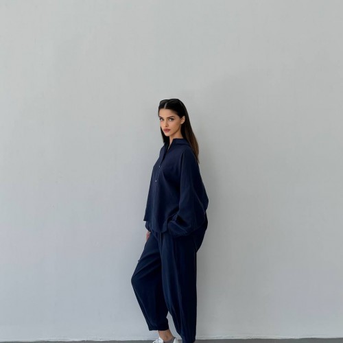 182465 TOPTAN LACİVERT PANTOLON TAKIM toptan bayan giyim