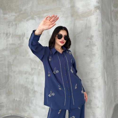 182467 TOPTAN LACİVERT PANTOLON TAKIM toptan bayan giyim