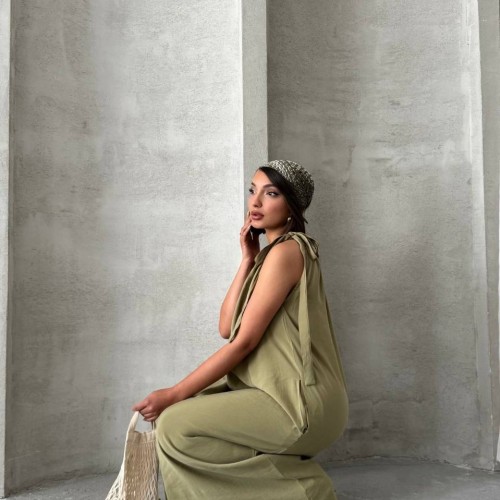 182479 TOPTAN YEŞİL ELBİSE toptan bayan giyim