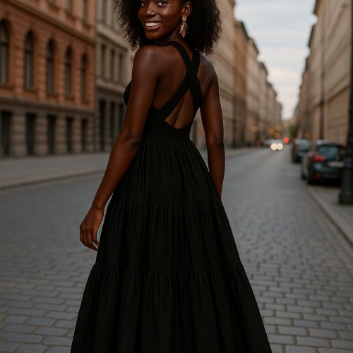 182491 TOPTAN SİYAH ELBİSE toptan bayan giyim