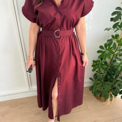 182496 TOPTAN BORDO ELBİSE toptan bayan giyim