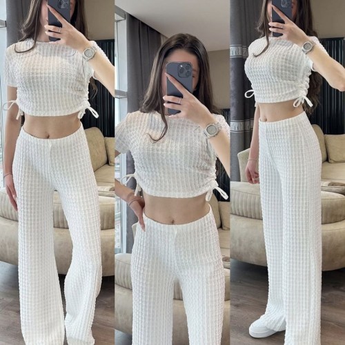182504 TOPTAN BEYAZ PANTOLON TAKIM toptan bayan giyim