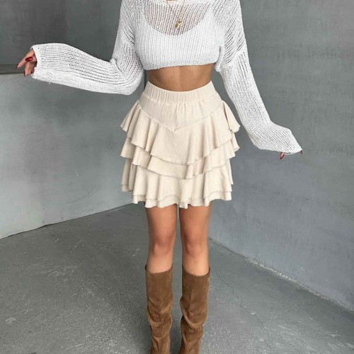 182616 TOPTAN BEJ ŞORT ETEK toptan bayan giyim