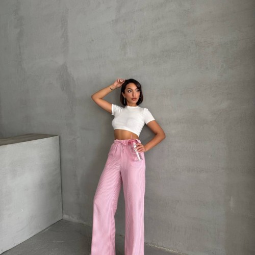 182626 TOPTAN ÇİZGİLİ PANTOLON toptan bayan giyim