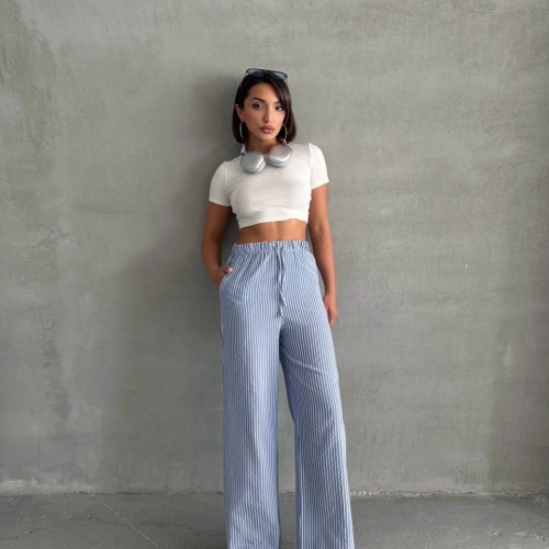 182627 TOPTAN ÇİZGİLİ PANTOLON toptan bayan giyim