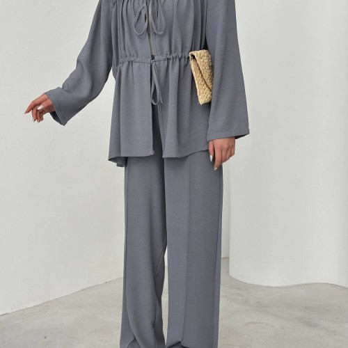 182634 TOPTAN GRİ PANTOLON TAKIM toptan bayan giyim