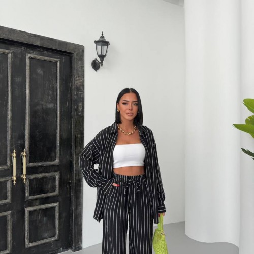 182646 TOPTAN SİYAH PANTOLON TAKIM toptan bayan giyim