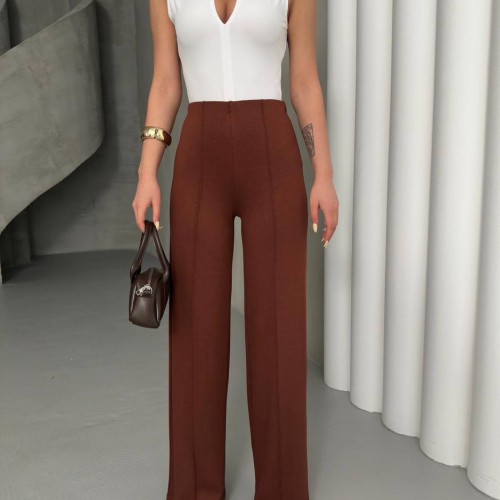 182657 TOPTAN KAHVE PANTOLON toptan bayan giyim