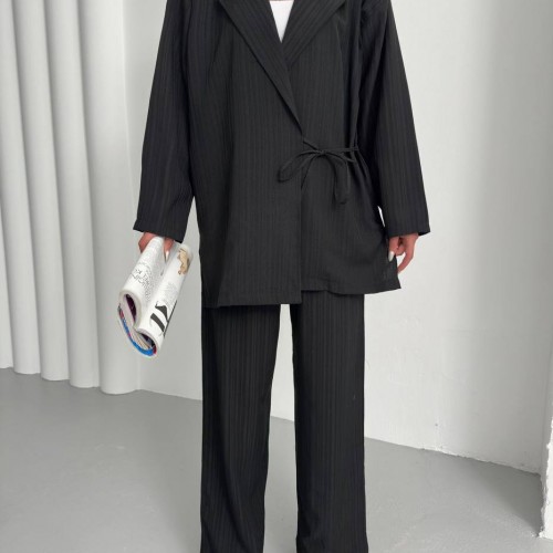 182667 TOPTAN SİYAH PANTOLON TAKIM toptan bayan giyim