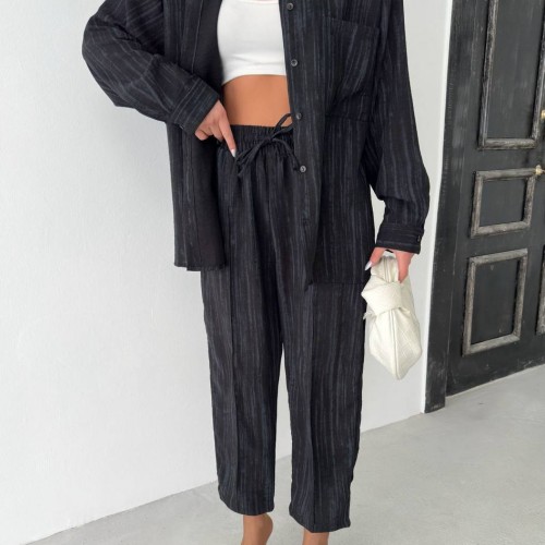 182670 TOPTAN SİYAH PANTOLON TAKIM toptan bayan giyim