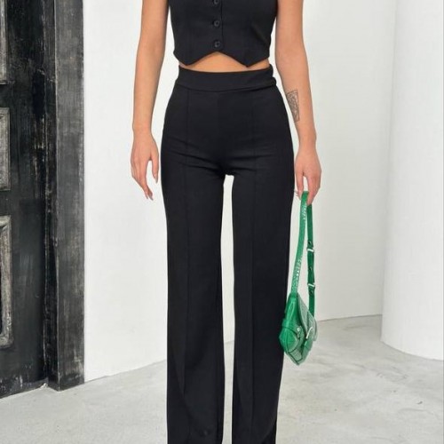 182680 TOPTAN SİYAH PANTOLON TAKIM toptan bayan giyim