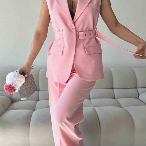 182688 TOPTAN PEMBE PANTOLON TAKIM toptan bayan giyim