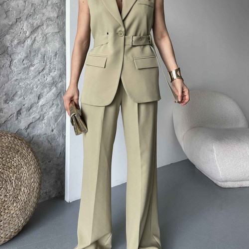 182692 TOPTAN HAKİ PANTOLON TAKIM toptan bayan giyim