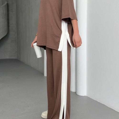 182694 TOPTAN KAHVE PANTOLON TAKIM toptan bayan giyim