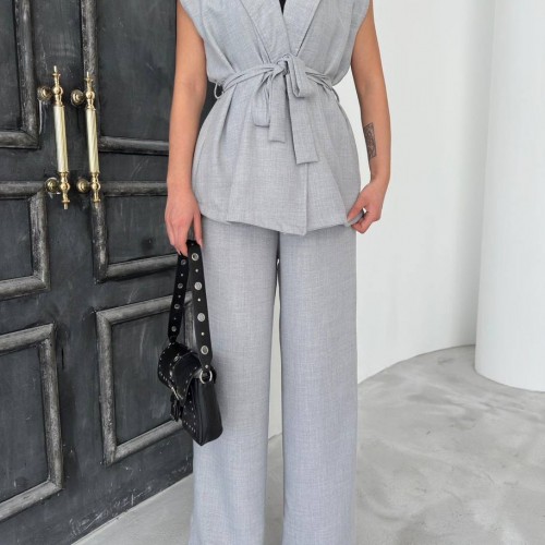 182704 TOPTAN GRİ PANTOLON TAKIM toptan bayan giyim