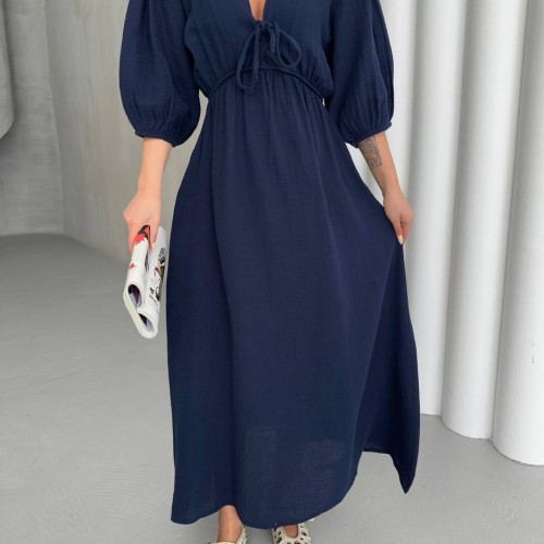 182708 TOPTAN LACİVERT ELBİSE toptan bayan giyim