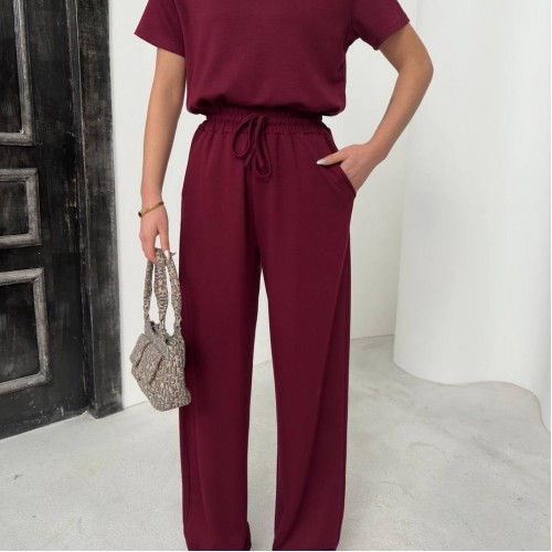 182724 TOPTAN BORDO EŞOFMAN TAKIM toptan bayan giyim