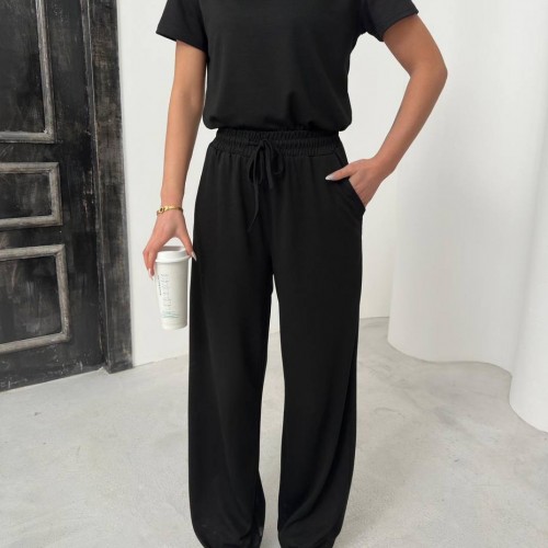 182725 TOPTAN SİYAH EŞOFMAN TAKIM toptan bayan giyim