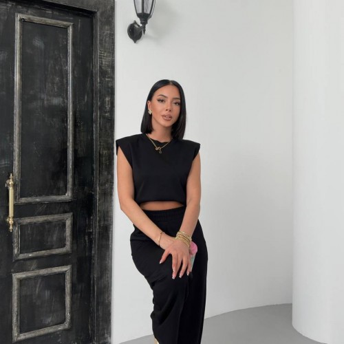 182735 TOPTAN SİYAH EŞOFMAN TAKIM toptan bayan giyim