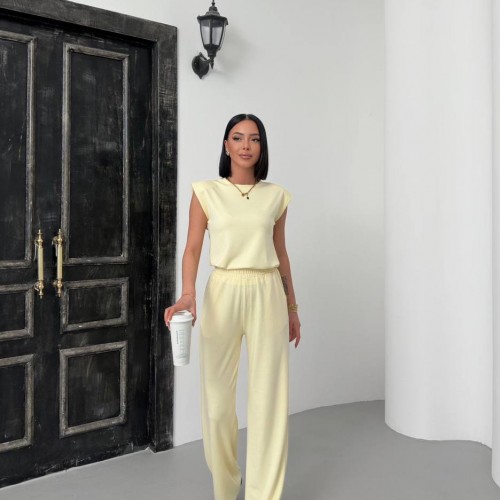 182736 TOPTAN SARI EŞOFMAN TAKIM toptan bayan giyim